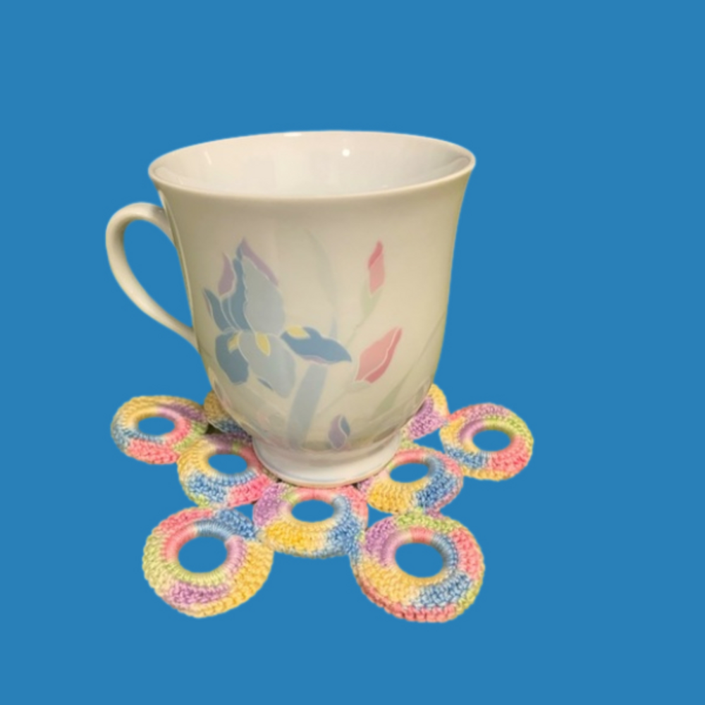 coaster & mug| neon geometric decor & accents| pastel| floral coffee cup
